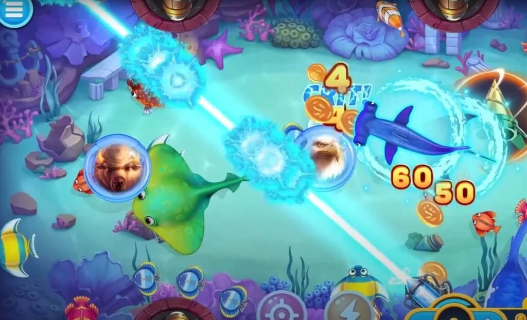 Suasana visual arena bawah laut untuk permainan tembak ikan